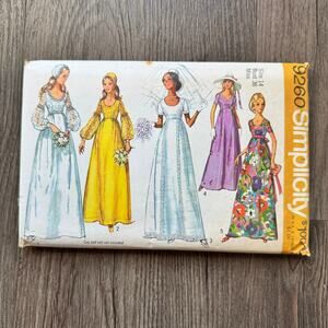 Vintage 70s Simplicity 9260 Sewing Pattern S Wedding & Bridesmaid Dress COMPLETE